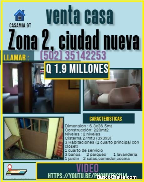 VENTA DE CASA EN ZONA 2 DE CIUDAD NUEVA