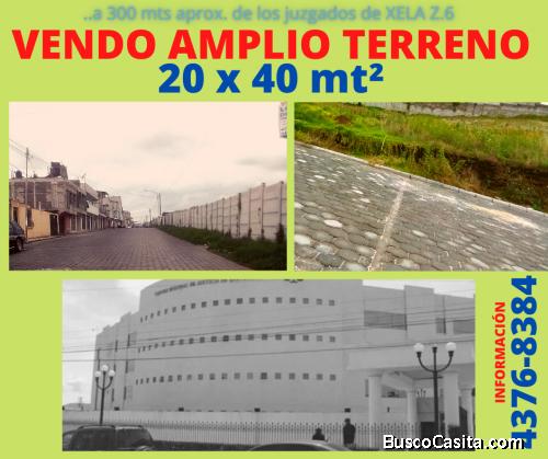 TERRENO AMPLIO EN VENTA EN XELA Z.6  a pocas cuadras de los Nuevos Juzgados y autopista los altos
