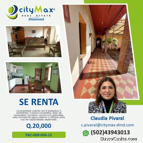 SE RENTA CASA EN ZONA 1