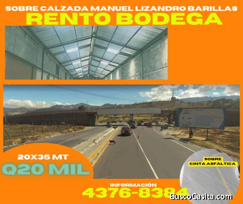 ALQUILO BODEGA EN XELA Z.5  Salida de la ciudad, sobre cinta asfáltica, y calzada Manuel Lizandro B.