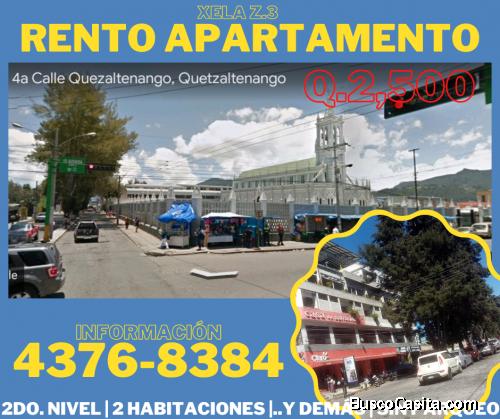 APARTAMENTO EN ALQUILER EN XELA Z.3   A 2 cuadras del parque a Benito Juárez