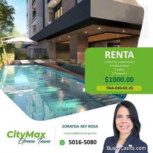 PRECIOSO APARTAMENTO EN RENTA EN ZONA 10