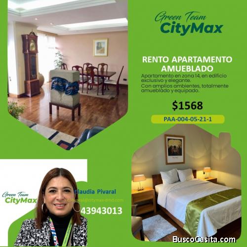 RENTO APARTAMENTO AMUEBLADO EN ZONA 14