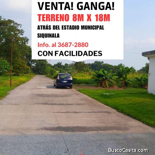 Siquinala, terrenos con facilidades