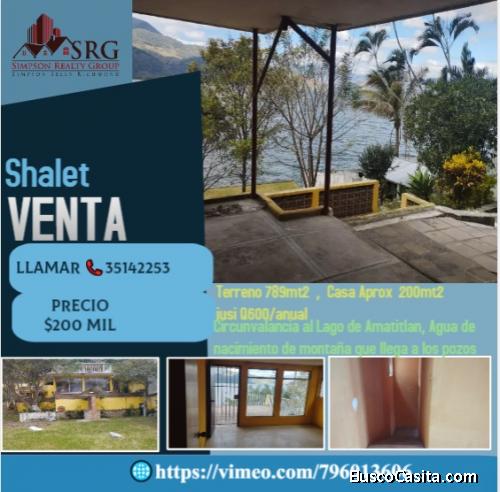 VENTA DE SHALET EN EL LAGO DE AMATITLAN (Juridición de Villa canales)