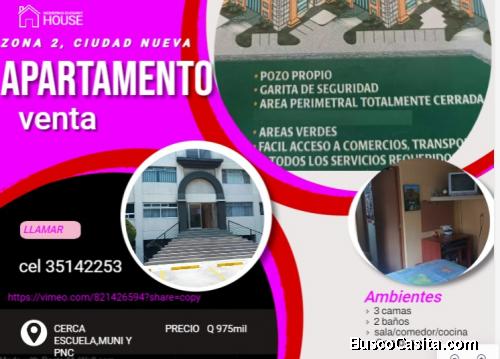 VENTA APARTAMENTO EN RESIDENCIAL CIUDAD NUEVA zona 2 guatemala