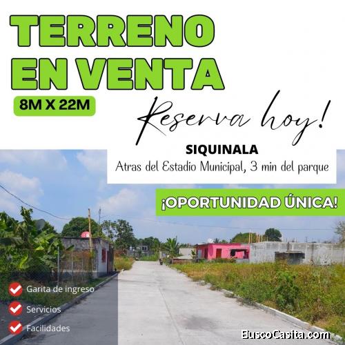 Últimos terrenos en Siquinala, terrenos 8m x 22m