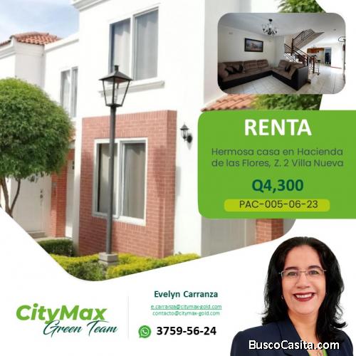 Casa en renta Hacienda de las Flores, Z. 2 Villa Nueva