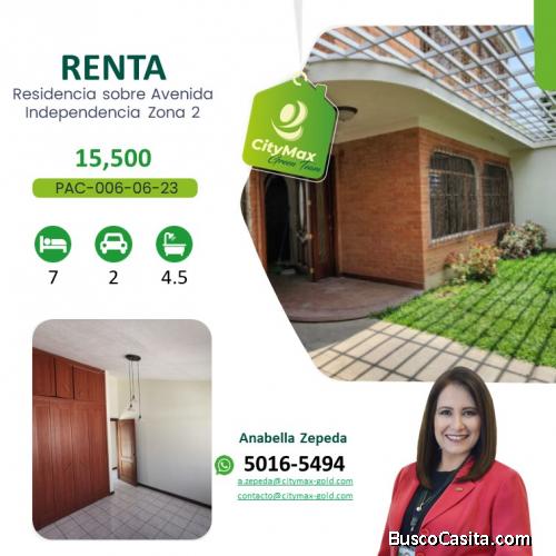 Residencia sobre Avenida Independencia Zona 2