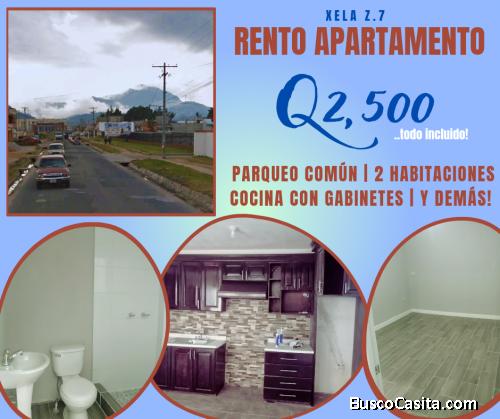 ALQUILO APARTAMENTO EN XELA Z.7