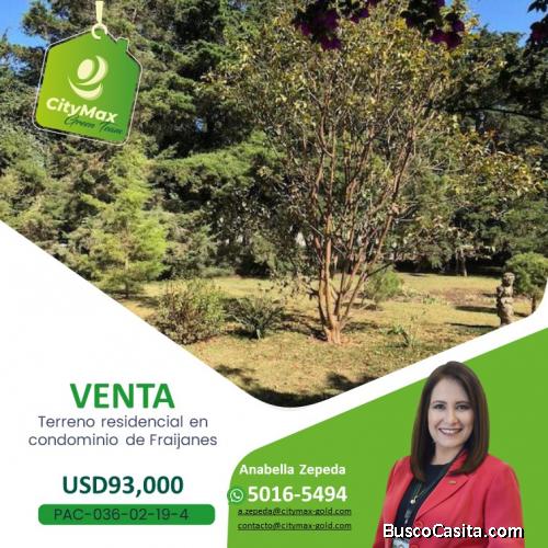 Terreno residencial en condominio de Fraijanes