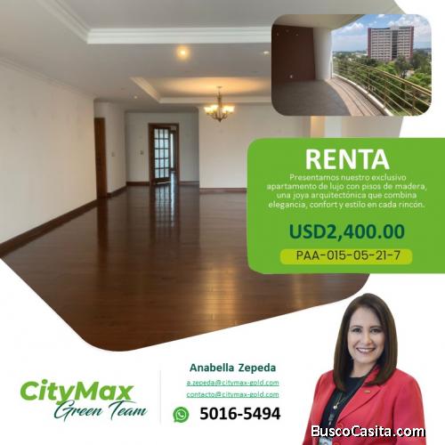 Apartamento amplio en Renta en Zona 14 Guatemala Renta