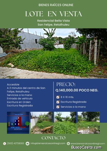 Lote en Venta San Felipe Retalhuleu