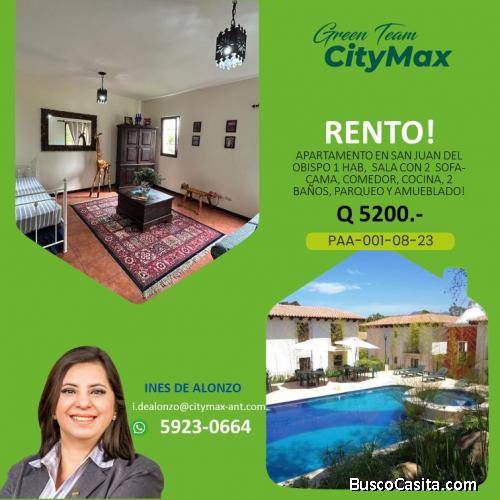 RENTO APARTAMENTO  EN SAN JUAN DEL OBISPO CERCA DE ANTIGUA GT