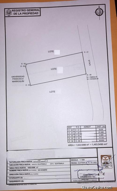 VENTA DE TERRENO ZONA 10 , Colonia Oakland