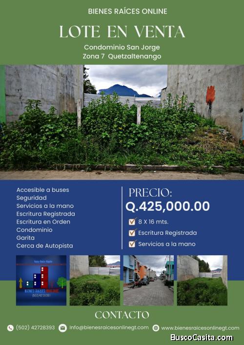 Lote en Venta Condominio San Jorge Zona 7 Quetzaltenango 