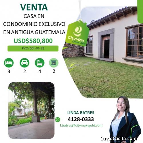 EN VENTA- Casa en Exclusivo Condominio en Antigua Guatemala