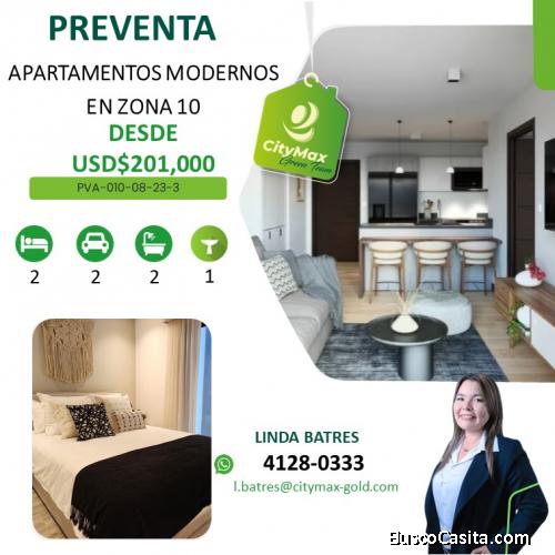 PREVENTA- Modernos Apartamentos en el corazón zona 10