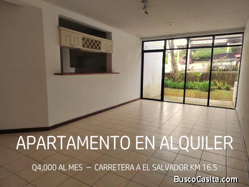 GANGA- Apartamento en alquiler en KM 16.5 Carretera a El Salvador
