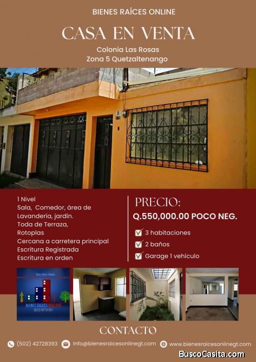 Casa en Venta Colonia Las Rosas Zona 5 Quetzaltenango 