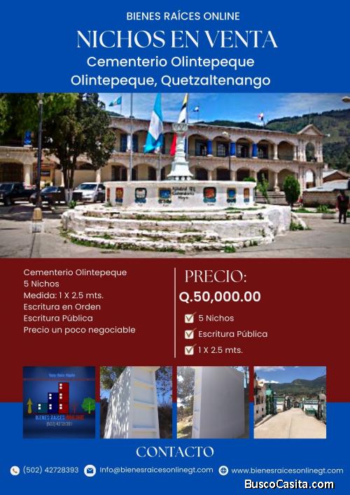 Nicho en Venta Cementerio Olintepeque Quetzaltenango 