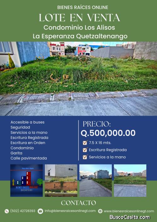 Lote en Venta Condominio Los Alisos Quetzaltenango 