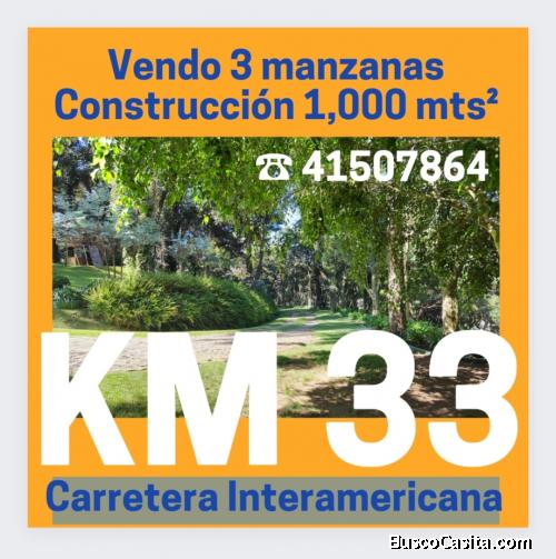 Vendo 3 manzanas km 33 rumbo a Chimaltenango 
