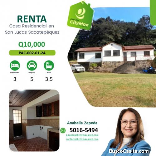 Casa Residencial en Renta en San Lucas Sacatepéquez