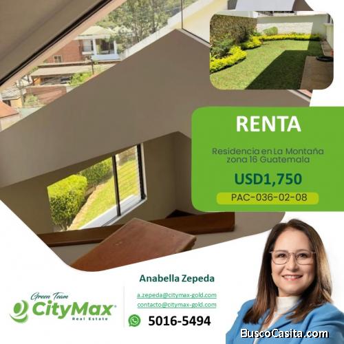 Residencia en Renta en La Montaña zona 16 Guatemala