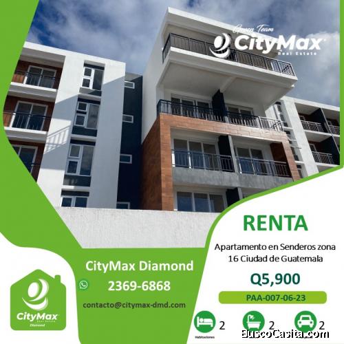 Apartamento en renta Senderos zona 16