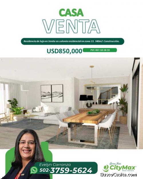 En Venta Residencia en zona 13