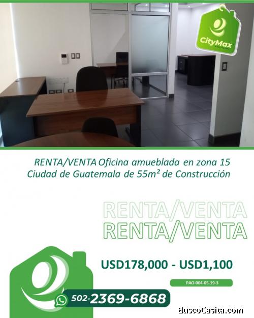 RENTAVENTA Oficina amueblada en zona 15