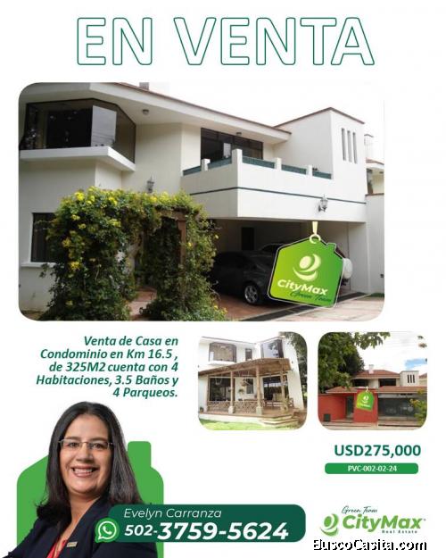 En Venta Casa en Condominio en Km 16.5 CAES