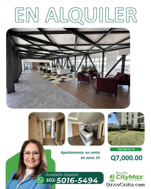 Apartamento en renta en zona 10