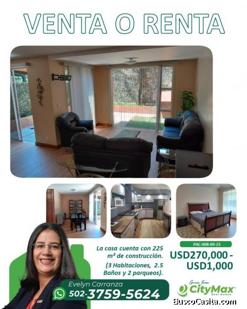 En venta o Renta Casa en Cañadas de Elgin zona 13