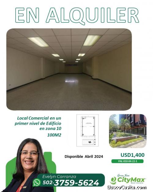 En Alquiler local comercial en zona 10