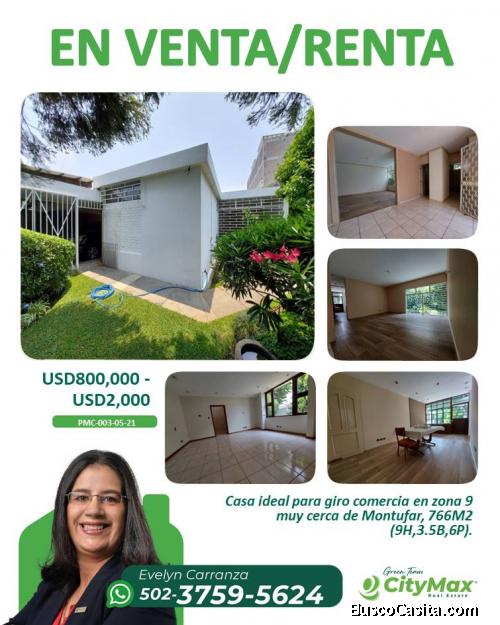 En Renta o Venta casa en zona 9