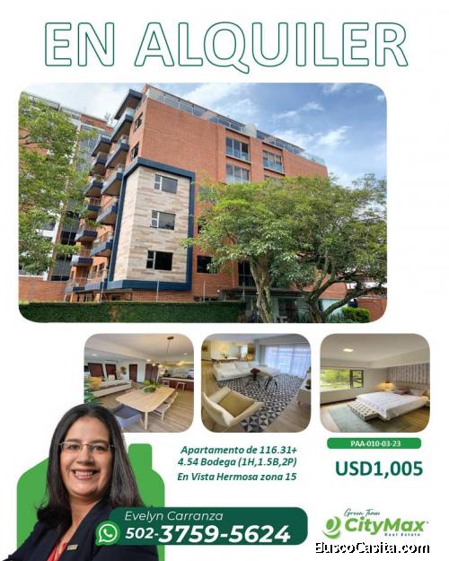 En Renta apartamento en zona 15, VH2