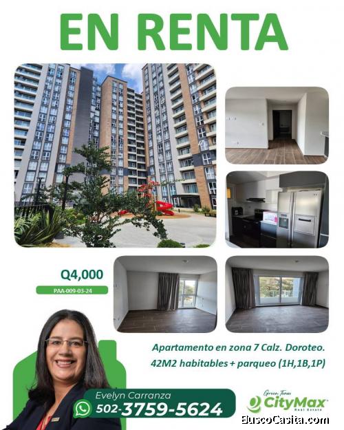 En renta apartamento en zona 7 Calz. Mateo Flores