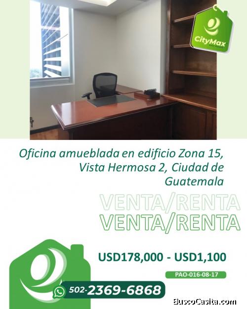 VENTARENTA Oficina amueblada en edificio zona 15