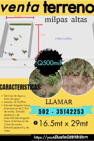 VENTA DE TERRENO en San Bartolome Milpas Altas