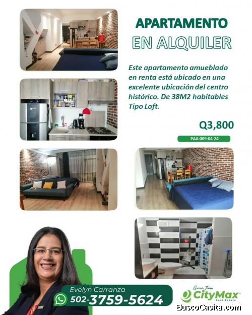 En Alquiler apartamento tipo loft en zona 1