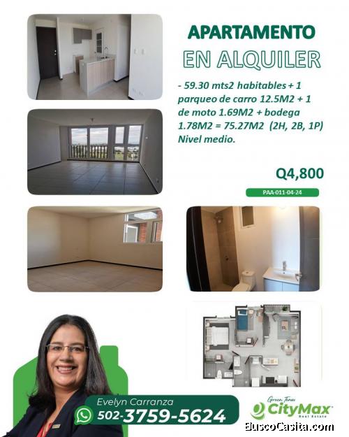 En Alquiler apartamento en zona 11