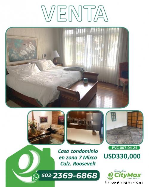 VENTA casa condominio en zona 7 Mixco Calz. Roosevelt