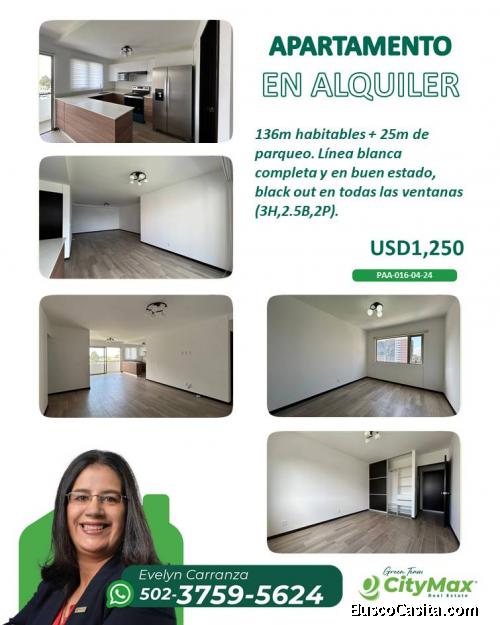 En Alquiler Apartamento en zona 14
