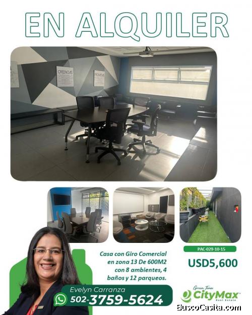 En Renta Casa Comercial en zona 13