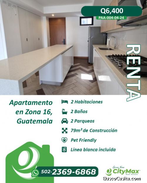 Apartamento en Renta en Zona 16