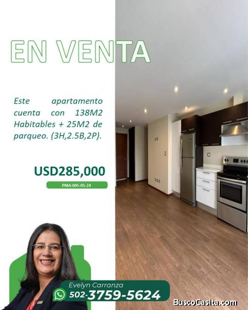 En Venta o Renta de apartamento en zona 16, Kanajuyu