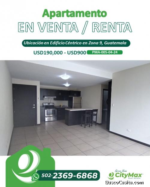 Apartamento en RentaVenta en céntrico edificio zona 9
