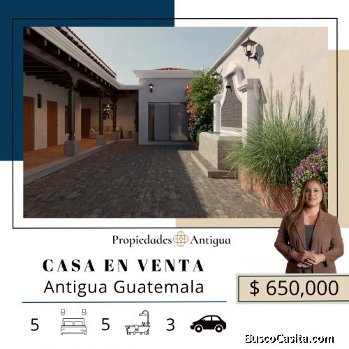 CASA EN VENTA ANTIGUA GUATEMALA 5 HAB 5.5 BAÑOS CAMINABLE AL CENTRO DE ANTIGUA